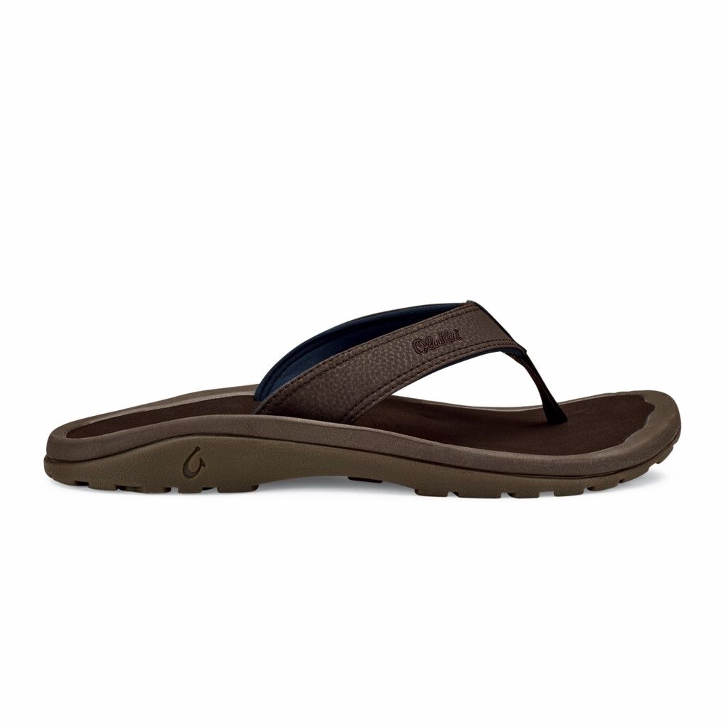 Olukai Men's Ohana Flip Flop - Dark Wood US823-459